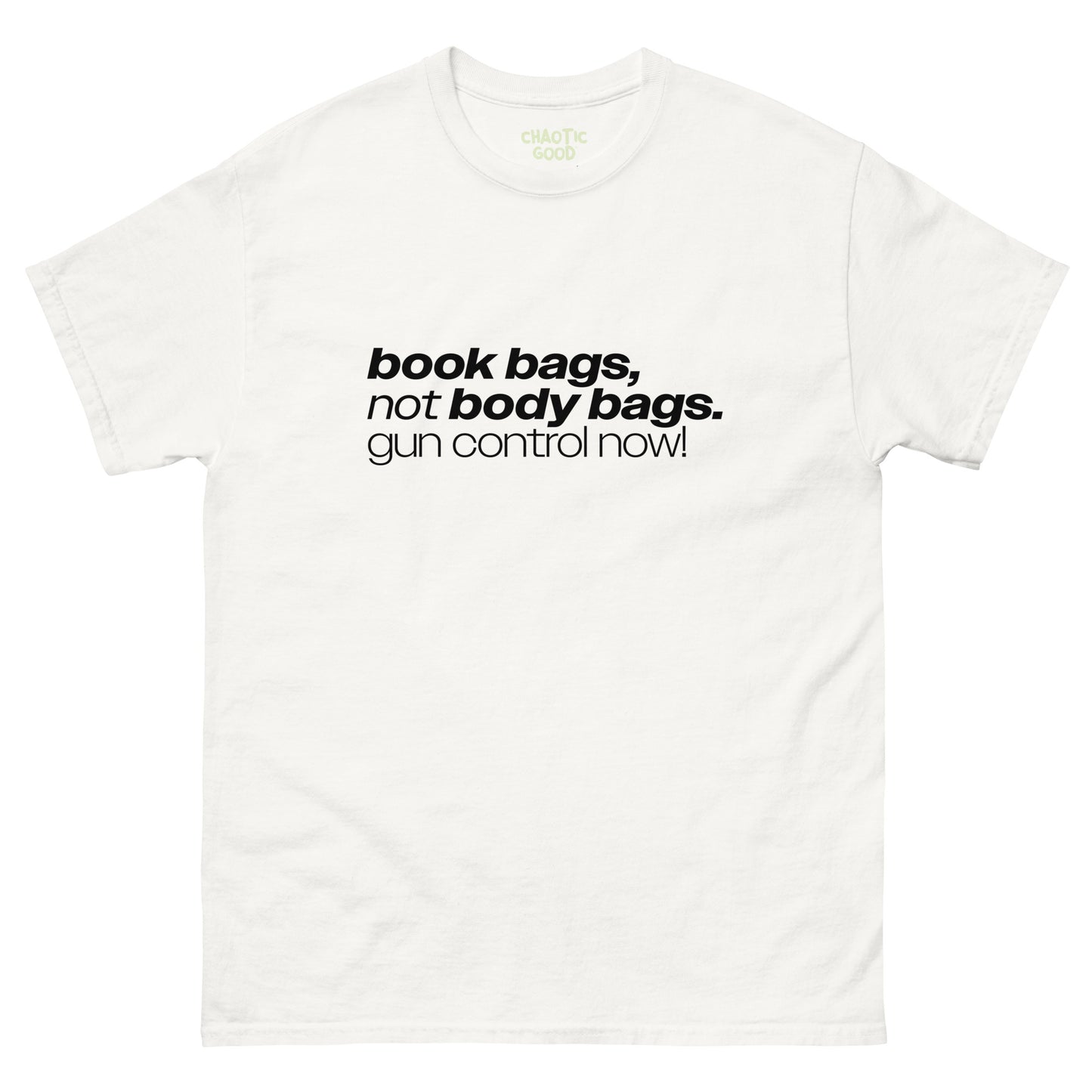 Book Bags, Not Body Bags Unisex tee