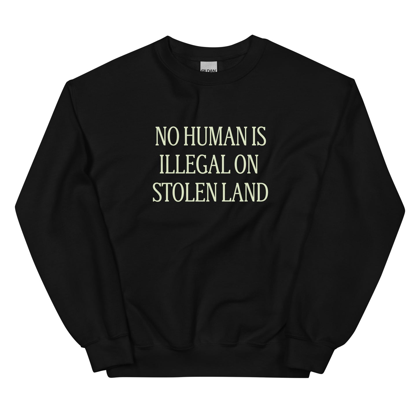 No Human is Illegal on Stolen Land Unisex Sweatshirt