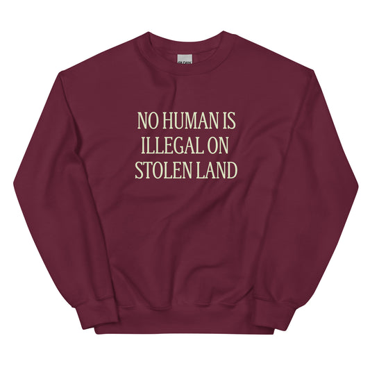 No Human is Illegal on Stolen Land Unisex Sweatshirt